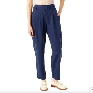 NWT Sam Edelman Sz 2 ‘Laila’ Pleated Navy Pinstripe Tapered Cargo Pants